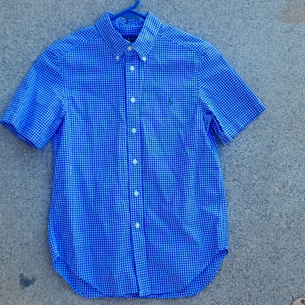 Ralph Lauren Boys Med. Sz 10/12 Blue Shirt Buttons